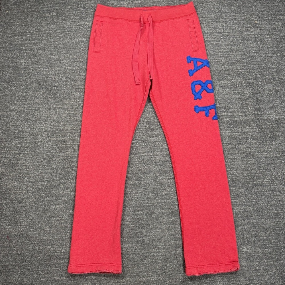 Abercrombie & Fitch Lounge Pants Mens XL Red Fleece Embroidered Y2K A & F VTG